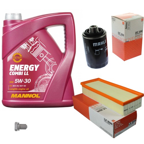 MAHLE Inspektionspaket 5L MANNOL 5W-30 Energy Combi LL für Audi A4 Avant 1.8