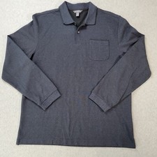 Van Heusen Sweater Polo Black Charcoal Flex Fit 1/4 Button Up Mens Large