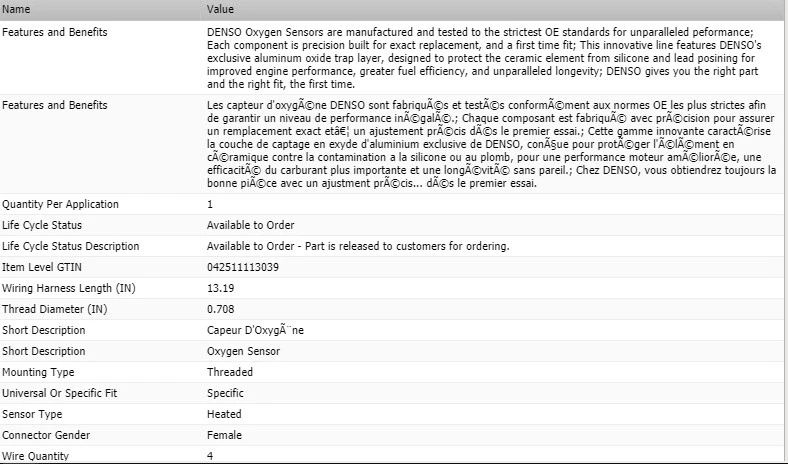 Sensor de oxígeno Denso aguas abajo para Buick Rainier 2006 V8-5,3 L Foto 2 de 4