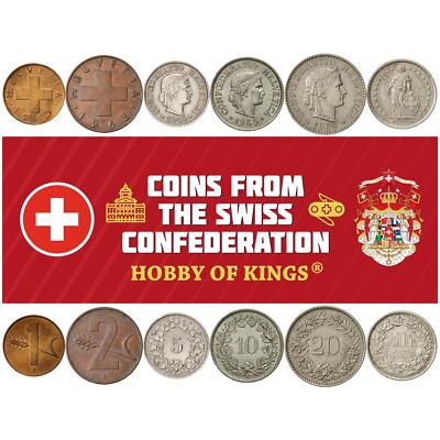 Swiss 6 Coin Set 1 2 5 10 20 Rappen 1/2 Franc | Switzerland | 1948