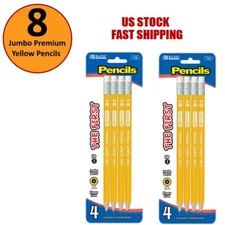 Lot of 8 The First Jumbo Premium Yellow Pencils - #2 Yellow - US SHIPPING