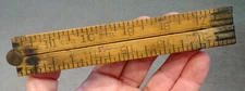Antique CHAPIN STEPHENS CS Co Wood Brass #61 FOLDING RULE 4-Fold Boxwood Ruler