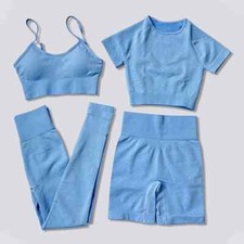 Seamless Women Yoga Set Workout Shirts Sport Pants Bra Gym Suits Fitness