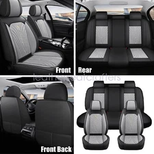 PU Leather 5 Seat Cover Front & Rear Protector Perforated For Toyota Tacoma Gray