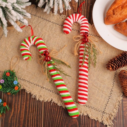 Cartoon Candy Christmas Cane Funny Plush Cane Candy New Year Supplies