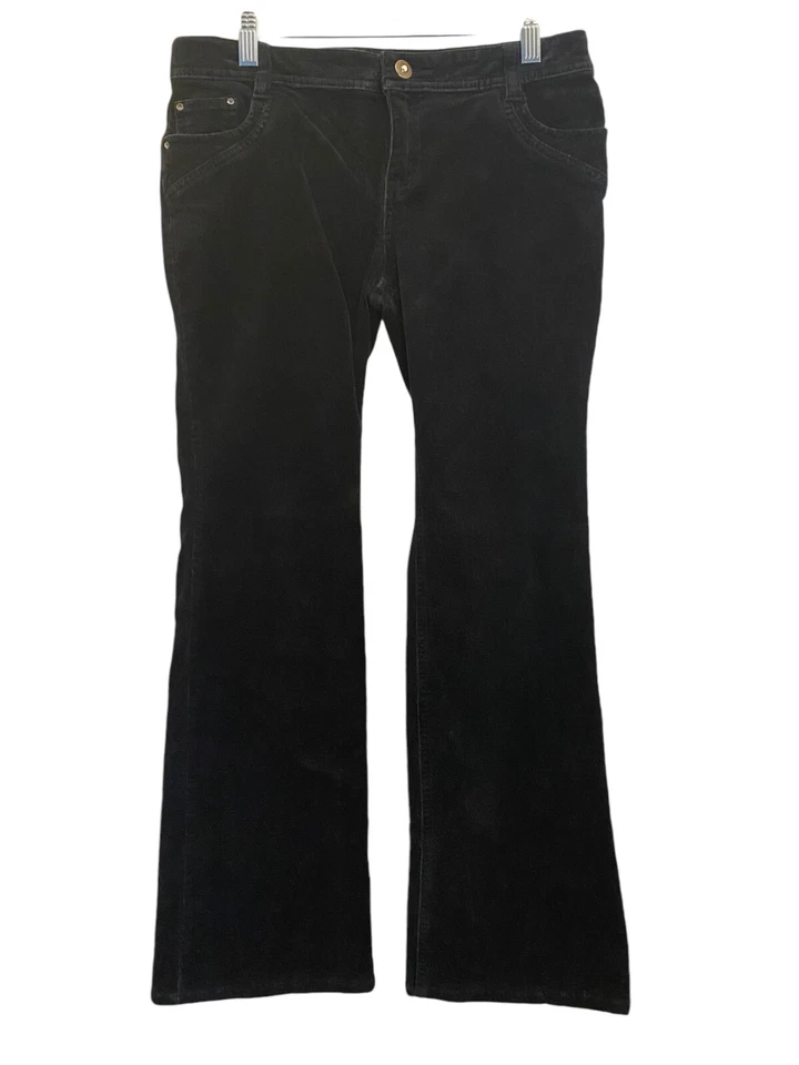 Greendog Black Retro Cords Rhinestone Rivets Flap Pockets Stretchy Girls Size 16 - Image 3 of 4