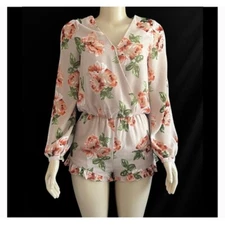 Doe & rae Floral Long Sleeve Romper large