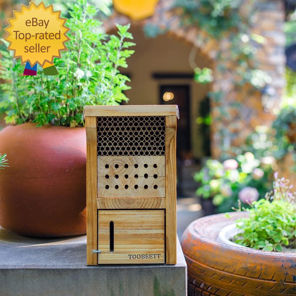 Mason Bee House Wax Coated Mason Bee Hive Wooden Insect Hotel Carpenter Bee Hous