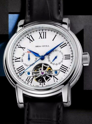 Sea-Gull Men's Multi-Function Hollow Flywheel Business Wristwatch Calendar Watch