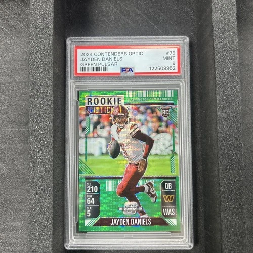 2024 Panini Contenders Optic Rookie Ticket Jayden Daniels Green Pulsar /49 Psa 9