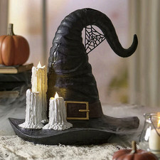 Witch Hat Decor with Candles 184012 13-1/4" H NEW Freeship from US