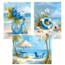 4 Packs Summer Diamond Art Kits for Adults,Beach Diamond Painting Kits,5D DIY Di