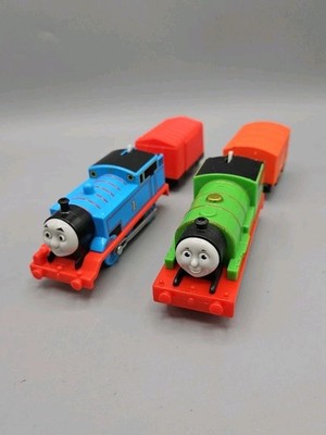 Thomas and Percy Motorized Engines 2013 With Red Van Orange Mail Van Tested Lot