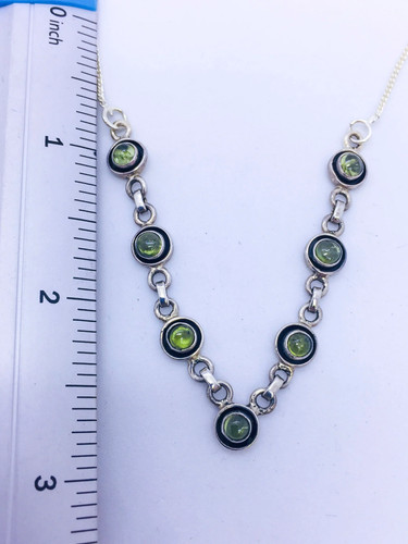 Solid Sterling Silver Necklace with Peridot Stones - Picture 5 of 6