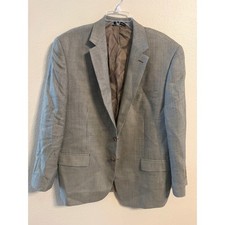 Ralph Lauren Sport Coat Mens 46R Tan Silk Wool Houndstooth Blazer Excellent
