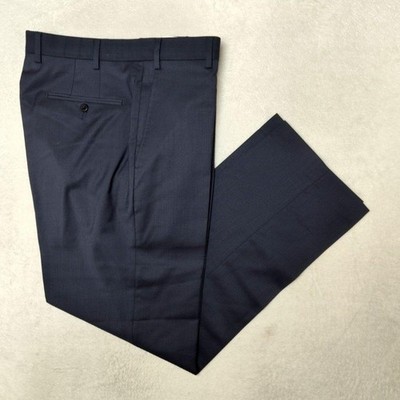 Zanella Pants Mens 34x30 Blue Slim Devon Wool Tailored Dress Slacks Made Italy