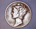 1937-D MERCURY DIME XF** 122-6C