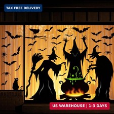 Halloween Decorations Window Clings Decor, Extra Large 3 Witches with Black Cat