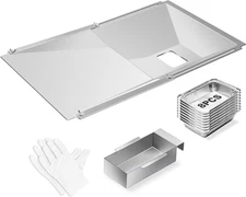 Grease Tray with Catch Pan and Foil Liner, Adjustable Drip Pan for 3/4/5 Gas Gri