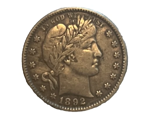 1892-o. Barber Quarter ,  XF ,better date