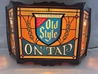 Vintage 1968 Old Style Beer Faux Stained Glass Plastic Light Up Sign