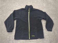 Cabela's Fleece Jacket Youth Boys M Black Lime Green Full Zip Logo Outdoor