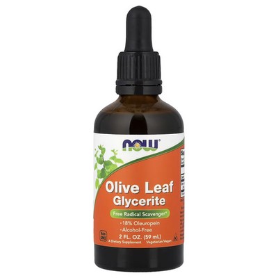 NOW Foods Olive Leaf Glycerite Alcohol-Free 59 ml (2 fl oz) Healthy Snack