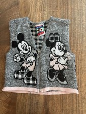 Vintage Disney Mickey's Stuff Vest Youth Small Gray Knit Mickey Minnie Made USA