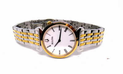Bolova REGATTA White Dial Two Tone Ladie's Quartz Watch- 98L264