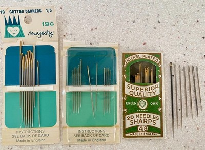 Lot of Vintage Sewing Needles Majesty Green Oak Sharps England Nickel Plated
