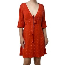 Free People Dress Mini Sundress Polka Dot Orange Dainty Summer Size 6 Small