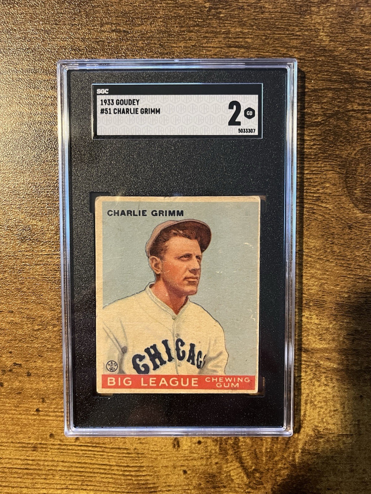 1933 Goudey Baseball Card # 51 Charlie Grimm Rookie SGC 2 - NICE CARD!