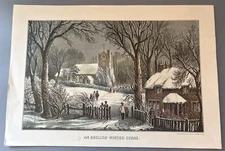 Currier & Ives An English Winter Scene Travelers 1979 Calendar Print Wall Art