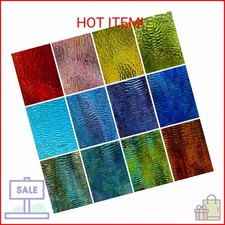 LITMIND 12 Sheets Transparent Textured Stained Glass Variety Pack, 4x6 Inch Cath