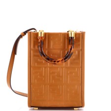 Fendi Sunshine Shopper Tote Zucca Embossed Leather Mini