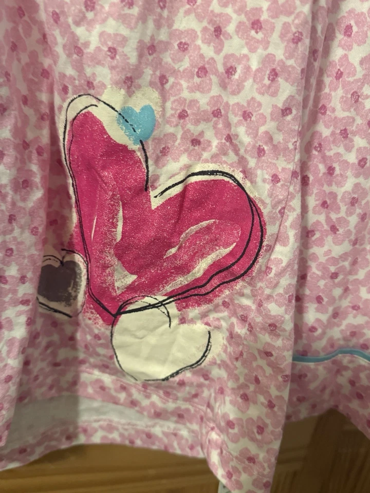 NUEVO CON ETIQUETAS HUE Mujer Rosa Floral Forrado Abotonado Corazón Gráfico Pijama Camisa para Dormir; M Foto 4 de 4