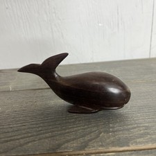 Vintage Hand Carved Wooden 5" Whale Sculpture Art