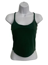 All In Motion Dark Green Workout Fitness Cropped Tank Top w/ Built-In Shelf Bra