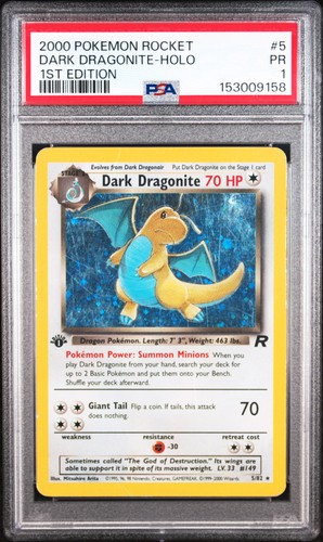 Dark Dragonite (1st Edition) graded PSA 1 for sale on eBay