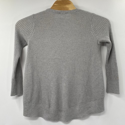 Eileen Fisher Women's PL Ribbed Gray Crew Neck Long Sleeve Pullover Sweater - Picture 3 of 5