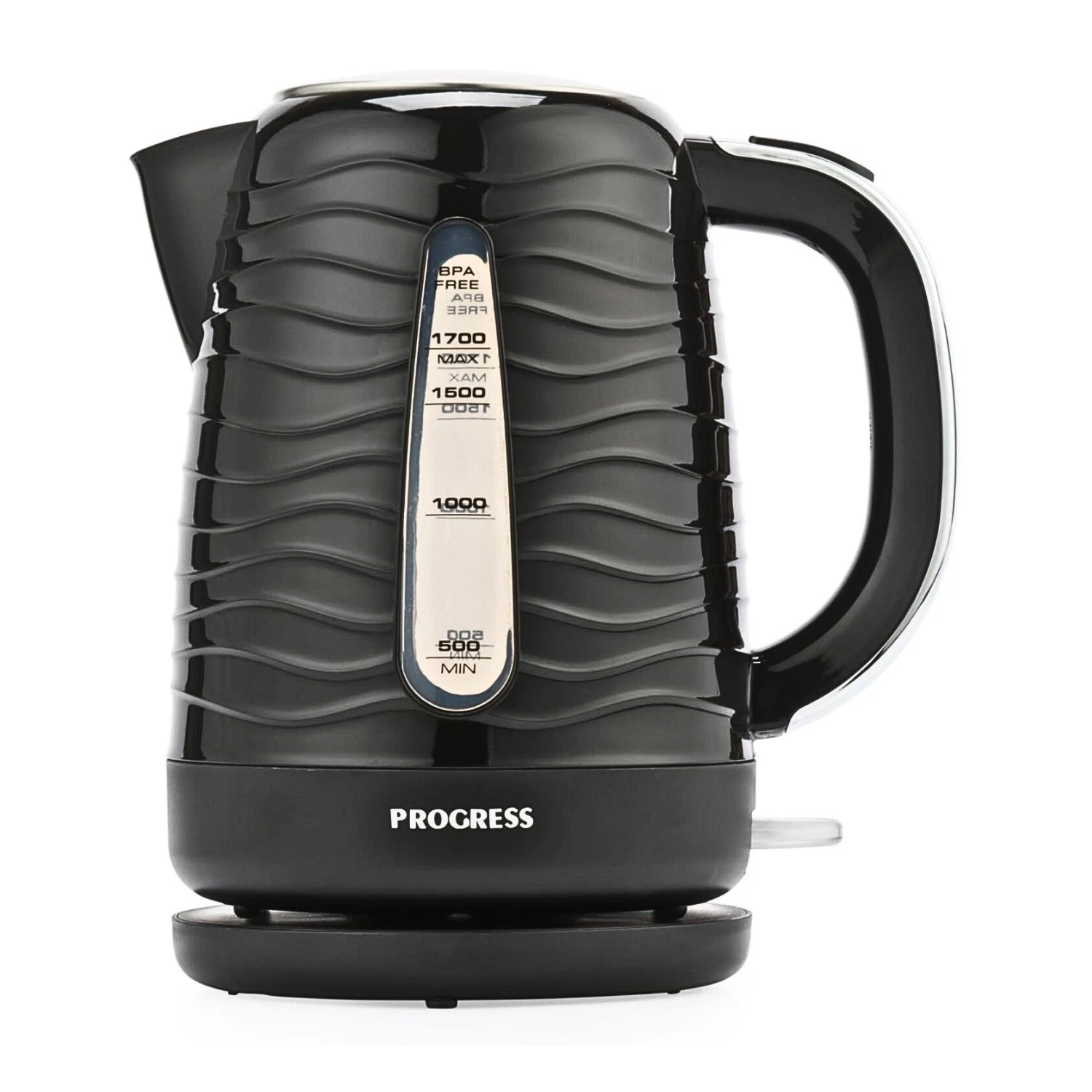 Progress Wave Textured Electric Kettle 1.7L Auto Shut-Off Boil-Dry Sensor Black