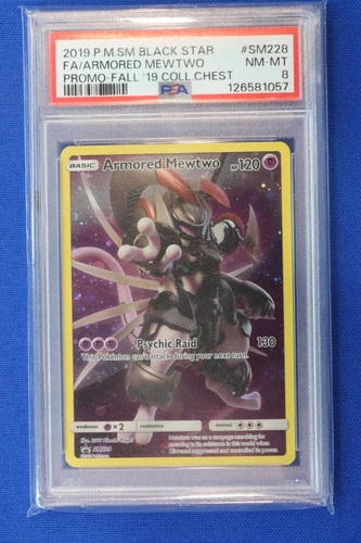2019 Pokemon SM Black Star FA ARMORED MEWTWO Card PSA 8 #SM228 Fall Promo CC TCG