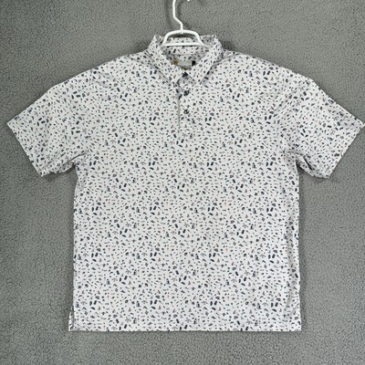 Jack Nicklaus Golden Bear Golf Beach Scene Polo Shirt L Men s White Performance