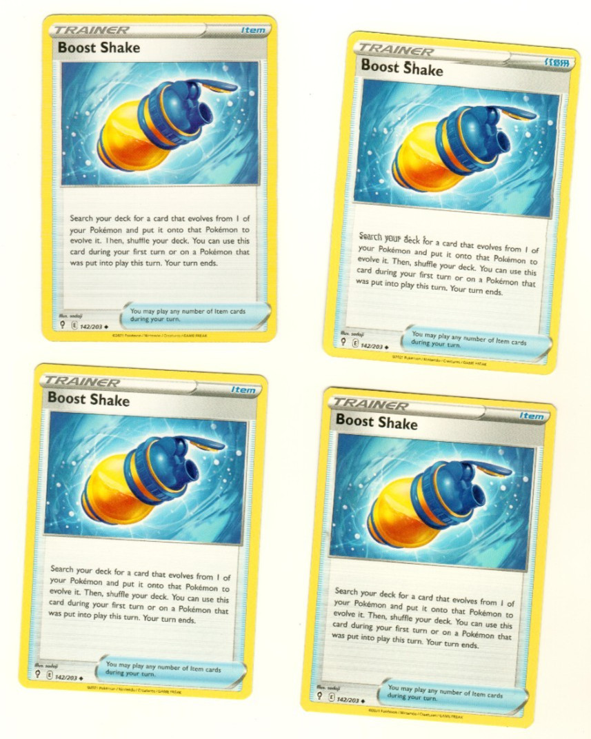 Set Of 4 Boost Shake 142/203 Uncommon Pokemon Trading Card Playset
