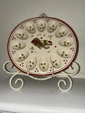 Royal Doulton "Chanticlair" 11 1/8 Inch Deviled Egg Tray Dish Platter Roosters