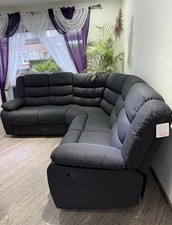 roma corner recliner sofa in fabric with CUP HOLDERS DARK GREY.