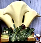 Vintage McCoy Vase ~ Yellow Lilies w/Green Foliage ~ 3 Openings on Top F/Flowers