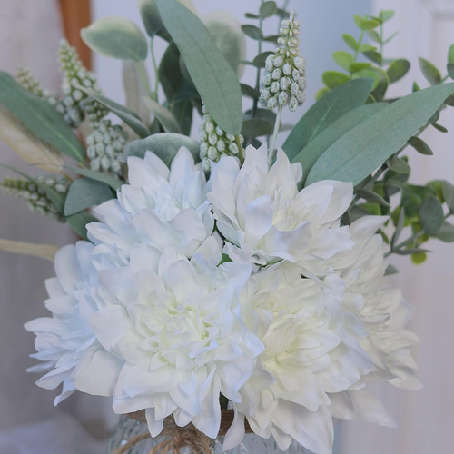Faux Flowers with Vase,Artificial Silk Flowers in Vase, Fake Plant Eucalyptus an - Picture 9 of 12