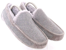 UGG Ascot 3233 Wool Slip On Moc Toe Gray Driving Slippers Shoes Men's US 8