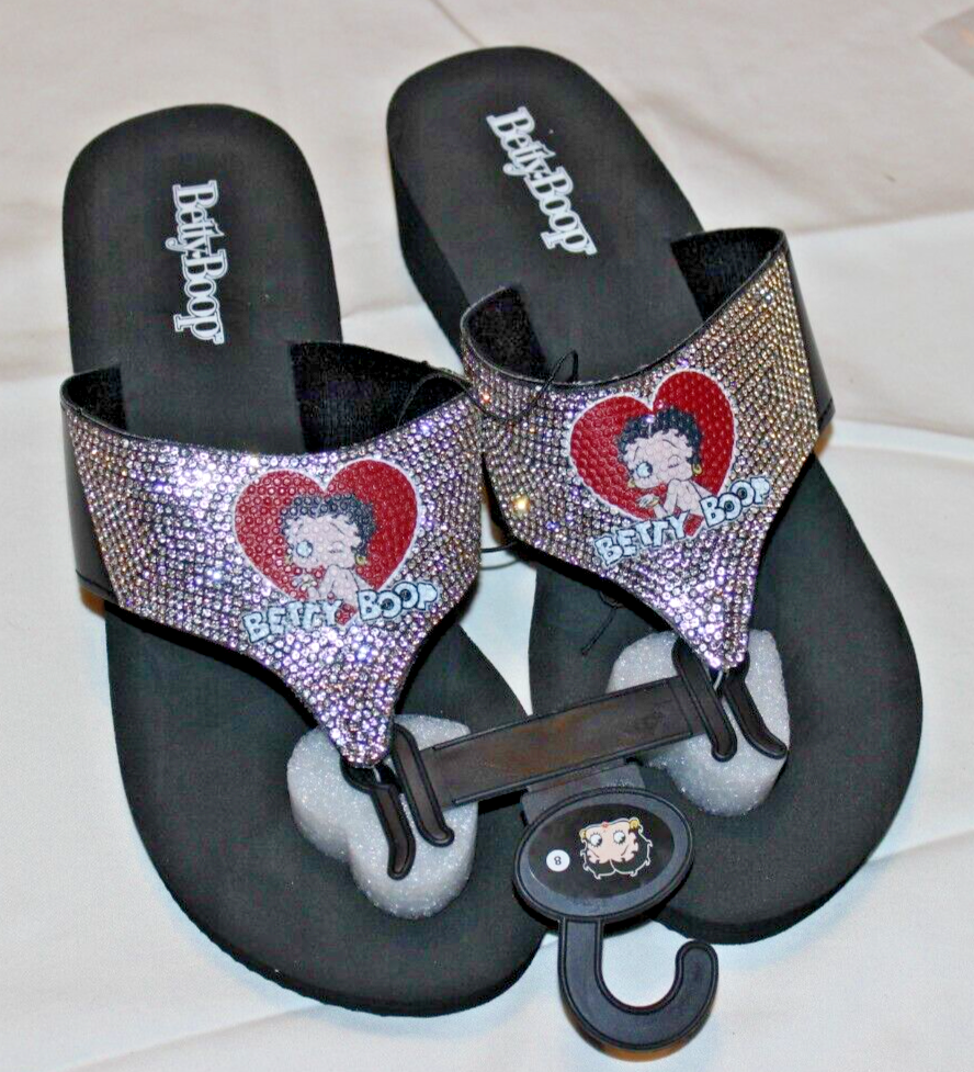 NWT Betty Boop black rhinestone platform wedge thong sandals y2k vintage Vintage Y2K deadstock Betty boop wedge flip | Mercari main image 4